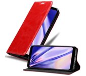 Funda Libro para LG Q7a en ROJO MANZANA - Cubierta Proteccion con Cierre Magnetico, Tarjetero y Funcion de Suporte - Etui Case Cover Carcasa