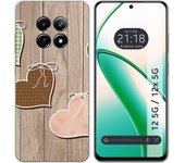 Funda Silicona Realme 12 5G / 12x 5G Corazones Madera