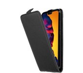 Funda para Huawei P20 LITE in NEGRO oXIDO - Cubierta Proteccion Estilo Flip de Cuero Sintetico Estructuro - Etui Case Cover Carcasa