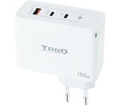 TooQ Cargador de Pared GaN 2xUSB-C/PD + USB-A/QC 100W, Blanco