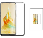 Kit 2 Película de vidrio templado 5D Cubierta completa para Oppo Reno 8T 4G - Transparente/Negro