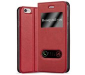 Funda Libro para Apple iPhone 6 PLUS / iPhone 6S PLUS en ROJO AZRAFaN - Cubierta Proteccion con Cierre Magnetico, Funcion de Suporte y 2 Ventanas- Etui Case Cover Carcasa