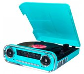 LAUSON 01TT18 AZUL TOCADISCOS VINTAGE 3 VELOCIDADES BLUETOOTH USB GRABACIÓN MP3 FM