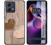 Funda Silicona Motorola Moto G84 5G Corazones Madera