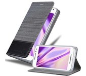 Funda Libro para Motorola MOTO G3 en GRIS NEGRO - Cubierta Proteccion con Cierre Magnetico, Tarjetero y Funcion de Suporte - Etui Case Cover Carcasa