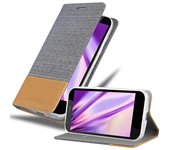 Funda Libro para Motorola MOTO G2 en GRIS CLARO MARRoN - Cubierta Proteccion con Cierre Magnetico, Tarjetero y Funcion de Suporte - Etui Case Cover Carcasa
