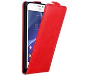 Funda para Sony Xperia M2 / M2 AQUA in ROJO MANZANA - Cubierta Proteccion Estilo Flip con Cierre Magnetico - Etui Case Cover Carcasa