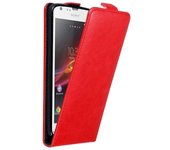Funda para Sony Xperia SP in ROJO MANZANA - Cubierta Proteccion Estilo Flip con Cierre Magnetico - Etui Case Cover Carcasa