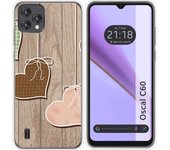 Funda Silicona Blackview Oscal C60 Corazones Madera