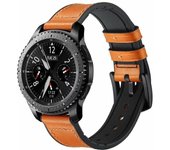 Correa de Cuero de Silicona Premium Samsung Galaxy Watch7 LTE 44mm - Marrón / Negro