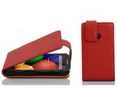 Funda para Motorola MOTO E in ROJO INFIERNO - Cubierta Proteccion Estilo Flip de Cuero Sintetico Estructuro - Etui Case Cover Carcasa