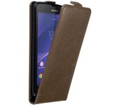 Funda para Sony Xperia T3 in MARRoN CAFe - Cubierta Proteccion Estilo Flip con Cierre Magnetico - Etui Case Cover Carcasa