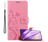 Funda Libro para Samsung Galaxy A41 en ROSA FLORAL ? Cubierta Proteccion en Dise?o de Flor con Cierre Magnetico, Funcion de Suporte e 3 Tarjeteros - Etui Case Cover Carcasa