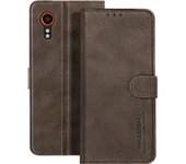 Funda Samsung Xcover 7 Tarjetero Soporte Vídeo Lengüeta Magnética Marrón Oscuro