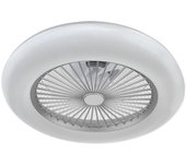 TORNADO Ventilador de techo plateado, 5 aspas, 48W LED 3000-6000K, Al.19xP.55cm