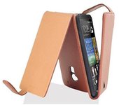 Funda para HTC ONE MAX in MARRoN COGNAC - Cubierta Proteccion Estilo Flip de Cuero Sintetico Estructuro - Etui Case Cover Carcasa