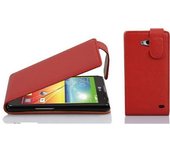 Funda para LG L90 in ROJO INFIERNO - Cubierta Proteccion Estilo Flip de Cuero Sintetico Estructuro - Etui Case Cover Carcasa