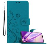 Funda Libro para Huawei P30 PRO en AZUL FLORAL ? Cubierta Proteccion en Dise?o de Flor con Cierre Magnetico, Funcion de Suporte e 3 Tarjeteros - Etui Case Cover Carcasa