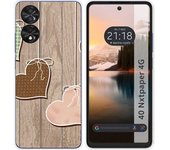 Funda Silicona TCL 40 NXTPAPER Corazones Madera