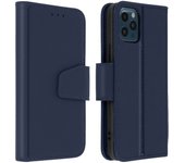 Funda de Piel Premium iPhone 12 Pro Max Tarjetero Función Soporte - Azul Oscuro