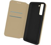 Funda Samsung Galaxy S21 FE Tarjetero Soporte Vídeo Dorado