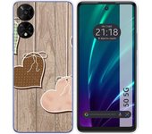 Funda Silicona TCL 50 5G Corazones Madera