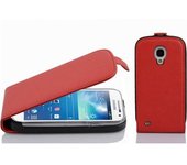 Funda para Samsung Galaxy S4 MINI in ROJO INFIERNO - Cubierta Proteccion Estilo Flip de Cuero Sintetico Estructuro - Etui Case Cover Carcasa