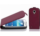Funda para Samsung Galaxy S4 MINI in BURDEOS VIOLETA - Cubierta Proteccion Estilo Flip de Cuero Sintetico Estructuro - Etui Case Cover Carcasa