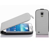 Funda para Samsung Galaxy S4 MINI in BLANCO MAGNESIO - Cubierta Proteccion Estilo Flip de Cuero Sintetico Estructuro - Etui Case Cover Carcasa
