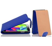 Funda para Samsung Galaxy S5 MINI / S5 MINI DUOS in AZUL REAL - Cubierta Proteccion Estilo Flip de Cuero Sintetico Estructuro - Etui Case Cover Carcasa