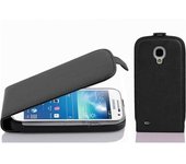 Funda para Samsung Galaxy S4 MINI in NEGRO oXIDO - Cubierta Proteccion Estilo Flip de Cuero Sintetico Estructuro - Etui Case Cover Carcasa