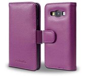 Funda Libro para Samsung Galaxy A3 2015 en BURDEOS VIOLETA - Cubierta Proteccion con Cierre Magnetico e 3 Tarjeteros - Etui Case Cover Carcasa