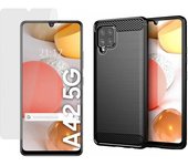 Pack 2 En 1 Funda Gel Tipo Carbono + Protector Cristal Templado para Samsung Galaxy A42 5G