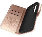 Funda Samsung Galaxy S21 FE Tarjetero Soporte Vídeo Mandala Flor Champán