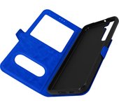 Funda Samsung Galaxy S22 con Solapa Doble Ventana Soporte Vídeo Azul