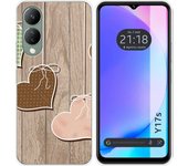 Funda Silicona Vivo Y17s Corazones Madera