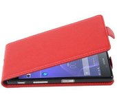 Funda para Sony Xperia X in ROJO INFIERNO - Cubierta Proteccion Estilo Flip de Cuero Sintetico Estructuro - Etui Case Cover Carcasa