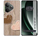 Funda Silicona Realme GT 6 / GT 6T 5G Corazones Madera