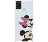 Funda para Galaxy A21S Oficial de Disney Mickey y Minnie Asomados - Clásicos Disney