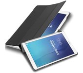 Funda Tableta para Samsung Galaxy Tab E (9.6 pulgadas pulgadas Zoll) SM-T561 / T560 in NEGRO SATeN ? Cubierta Proteccion Bien Fina en Cuero Artificial en Estilo Libro SIN Auto Wake Up e Funcion de Suporte