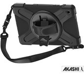 Funda antigolpes para Galaxy Tab A9 Plus Soporte y manillar giratorio Negro