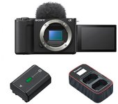 Sony ZV-E10 II Cámara sin espejo (negra)+batería recargable Sony NP-FZ100+cargador USB dual Kingma Sony NP-FZ100 LCD