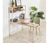 Escritorio en Forma de L Multifuncional Mesa de Ordenador para Oficina o Estudio con Estantes Altos