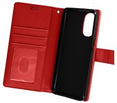 Funda Motorola Moto G52 / G82 Cartera Soporte de Video Muñequera rojo
