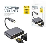 adaptador usb type-c a hdmi 4k + puerto vga