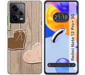 Funda Silicona Xiaomi Redmi Note 12 Pro+ Plus 5G Corazones Madera