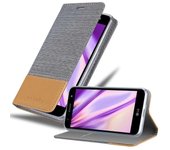 Funda Libro para LG X POWER 3 en GRIS CLARO MARRoN - Cubierta Proteccion con Cierre Magnetico, Tarjetero y Funcion de Suporte - Etui Case Cover Carcasa