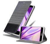 Funda Libro para LG STYLUS 2 en GRIS NEGRO - Cubierta Proteccion con Cierre Magnetico, Tarjetero y Funcion de Suporte - Etui Case Cover Carcasa