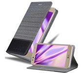 Funda Libro para LG X POWER 2 en GRIS NEGRO - Cubierta Proteccion con Cierre Magnetico, Tarjetero y Funcion de Suporte - Etui Case Cover Carcasa