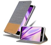 Funda Libro para LG STYLUS 2 en GRIS CLARO MARRoN - Cubierta Proteccion con Cierre Magnetico, Tarjetero y Funcion de Suporte - Etui Case Cover Carcasa
